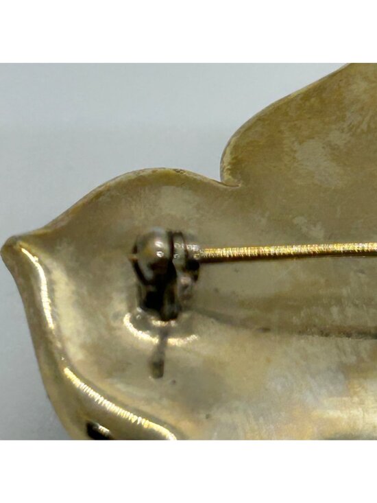 Vintage Liz Claiborne Brooch Burgundy Rose Pink Rhinestones Gold Tone Floral - Picture 8 of 11